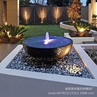 Stone bowl basin simple flowing water ornaments courtyard water landscape sketch stone carving crafts fountain fountain fountain garden decoration