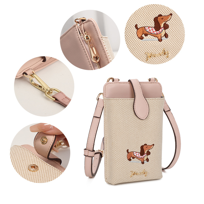 Bolso de teléfono móvil original personalizado pu nicho bolso de bolsillo retro para teléfono móvil bolso de mensajero de un solo hombro bolso de teléfono móvil de sentido avanzado mujer