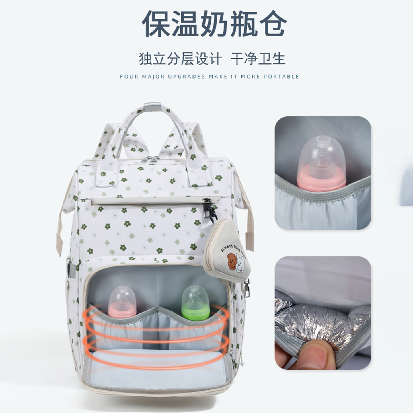 Bolsa de bebé colgante para mamá, bolsa de hombro ligera de gran capacidad, botella multifuncional, bolsa de mano para madre y bebé