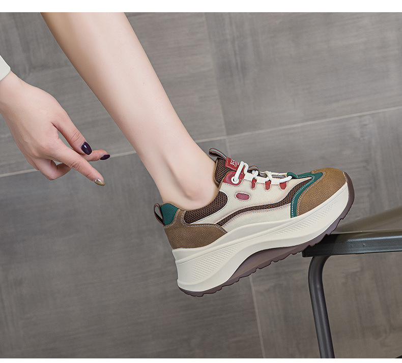 Giày sneaker nữ đế dày 2026 mới nhất thu đông, phong cách thể thao đa năng, đế mềm êm ái tăng chiều cao — M2962 màu vàng, M2962 màu xanh lá cây chi tiết 18