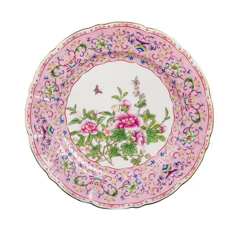 Премиальная эмалированная тарелка Jingdezhen, престижная китайская лотосо-птичья плоская тарелка крупного размера для стейка и холодных блюд
