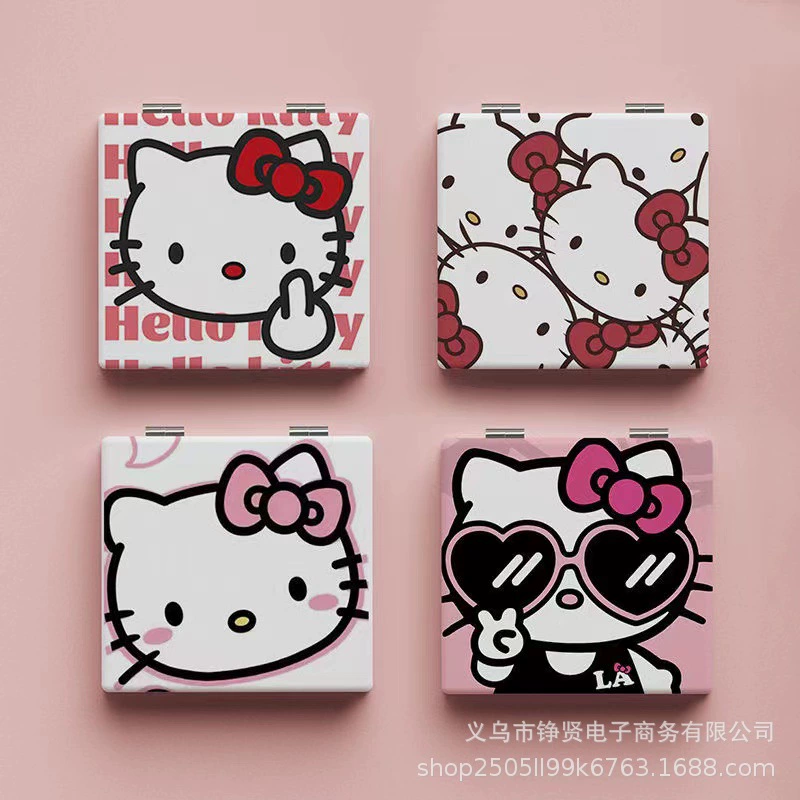 Портативное зеркало с двойной стороны в виде Hello Kitty, сложное, для начальной школы, с печатью
