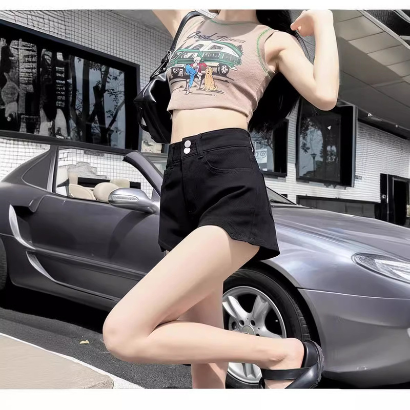 High-Waisted Denim Shorts for Women, 2026 Summer New Style, Versatile, Slimming, Height-Enhancing, Unique Design, Wide-Leg A-Line Hot Pants