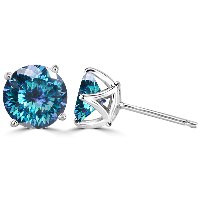 Amazon mejor vendida unisex pendientes 925 plata mosaico de diamante de mosaico de corte / nido de pájaros en stock