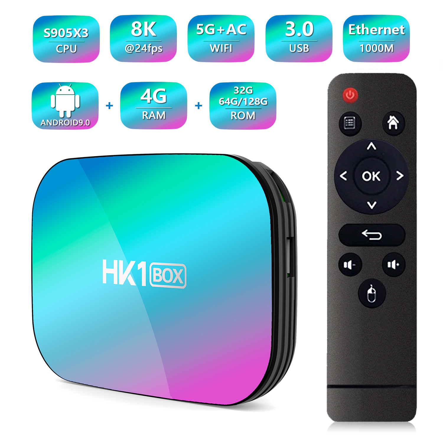 HK1 BOX 机顶盒 S905X3 安卓9.0 TV BOX 网络播放器双频 WIFI+BT详情17