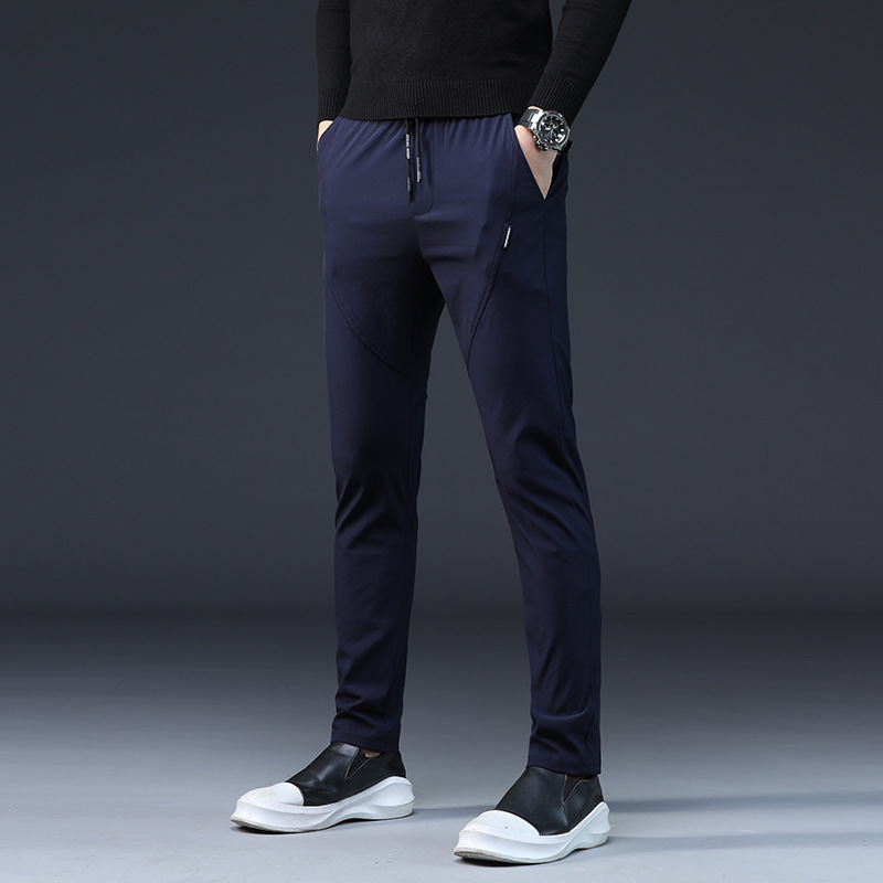 Pantalones casuales de moda para hombres, pantalones deportivos de secado rápido, pies pequeños, pantalones delgados de hielo transpirables, moda para hombres.