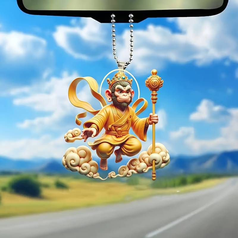 Cuento de hadas de dibujos animados creativo Sun Wukong colgante acrílico plano transfronterizo automóvil retrovisor colgante decoración del dormitorio