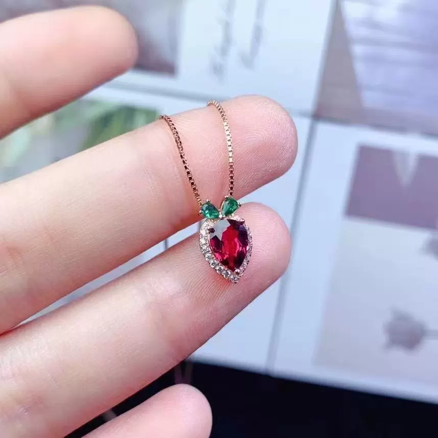 Стерлинговое серебро S925, инкрустированное натуральным магниево-алюминиевым гранатом, кулон-морковка, сладкий доступный роскошный элитный модный дизайн