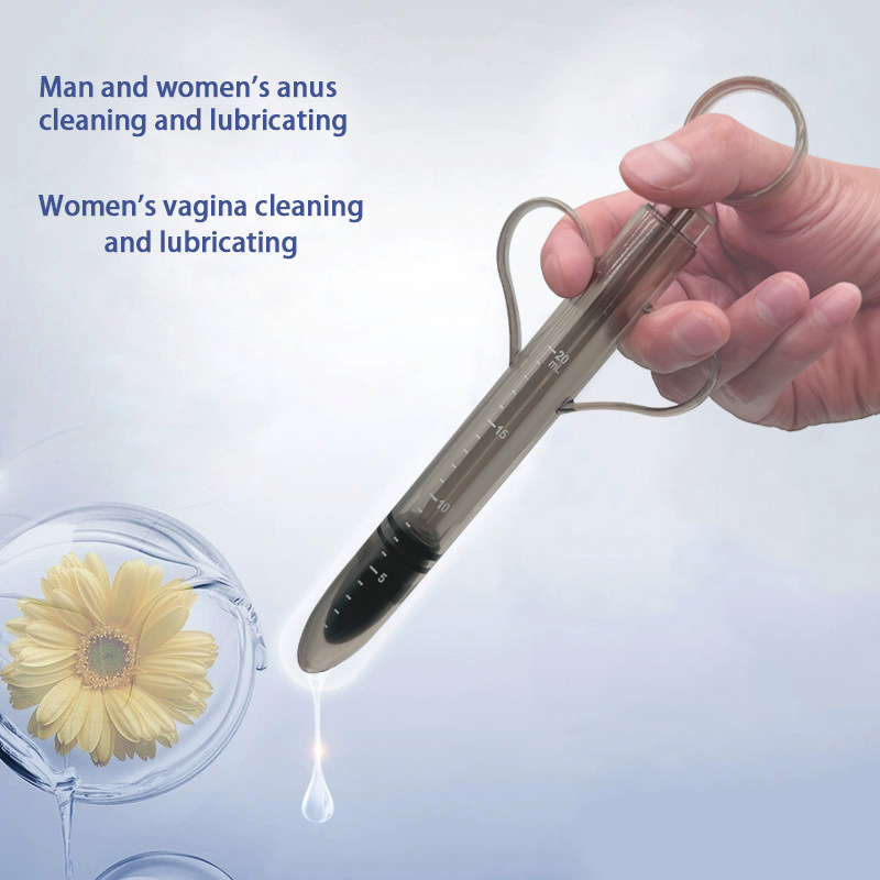 Lube Applicator Syringe, ABS Body with Silicone Tip, Black Adult Toy Accessory — detail image 5