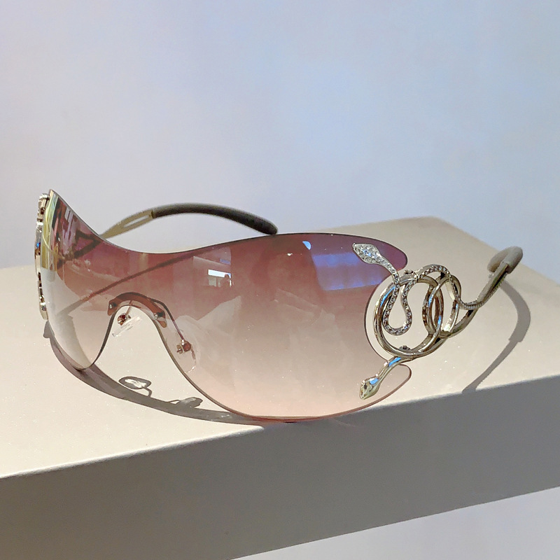 Personalized Fashionable Frameless Snake Shaped Y2k Sunglasses_voghion.com