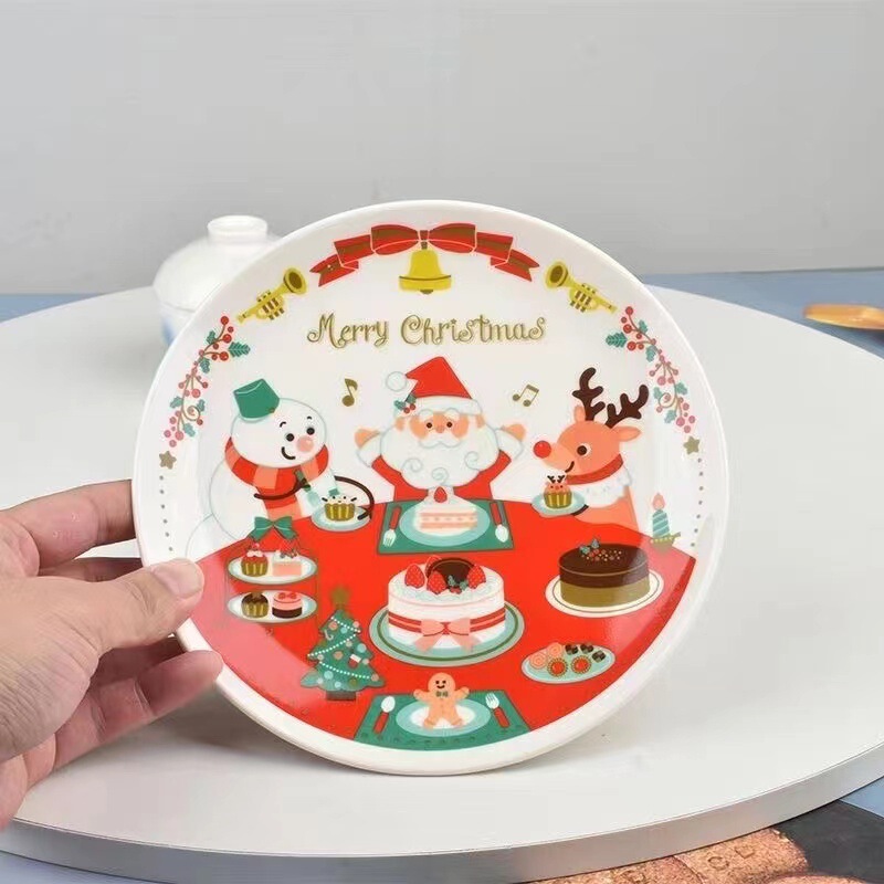 Foreign Trade Export Christmas Party Dinner Plate Cake Plate Dessert Table Christmas Decoration Tableware Supplies Ceramic Dessert Plate Foreign Trade Export Christmas Party Dinner Plate Cake Plate Dessert Table Christmas Decoration Tableware Supplies Ceramic Dessert Plate