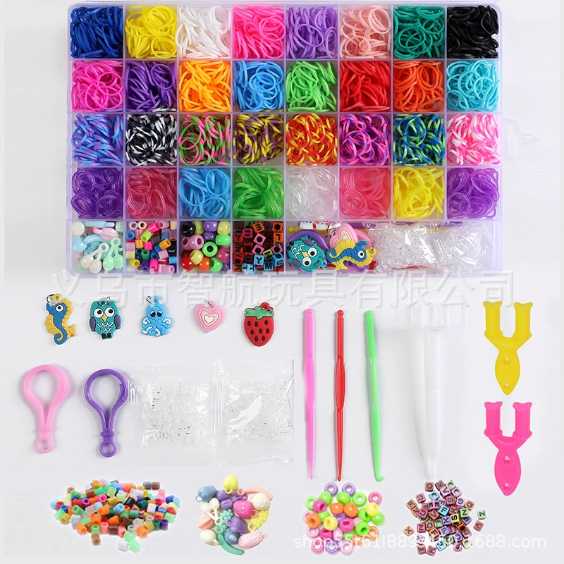 Радужная резинка для волос, набор, детская умная игрушка, браслет, интерактивный материал, 40 ячеек, ручная работа, для детей и родителей