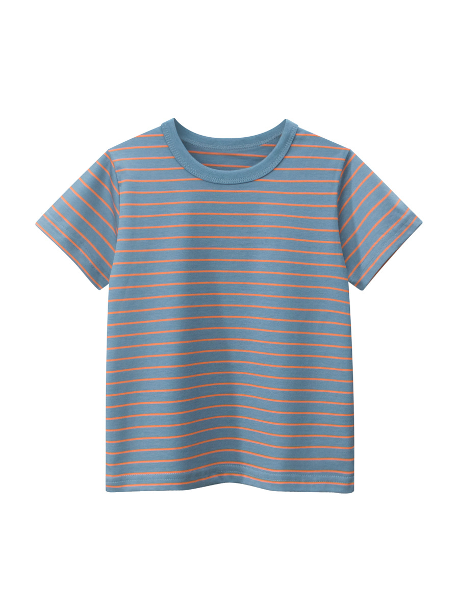 Ropa para niños transfronteriza 2025 verano ropa para niños camiseta de manga corta a rayas para niños ropa para bebés