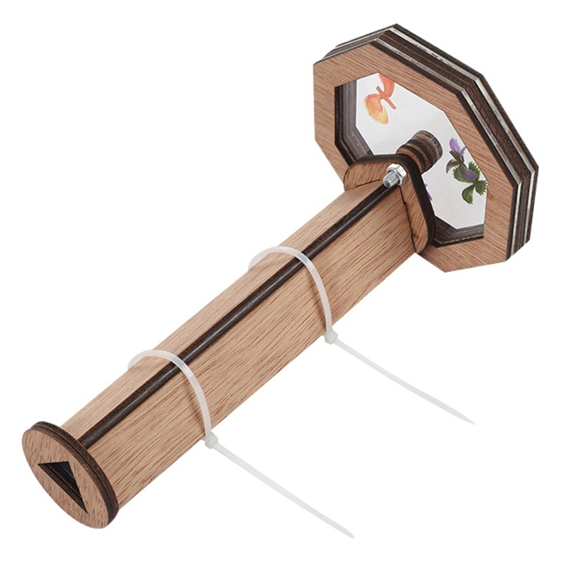 Cross-border in Stock children's wooden kaleidoscope wooden DIY rotating kaleidoscope kit children's educational toys