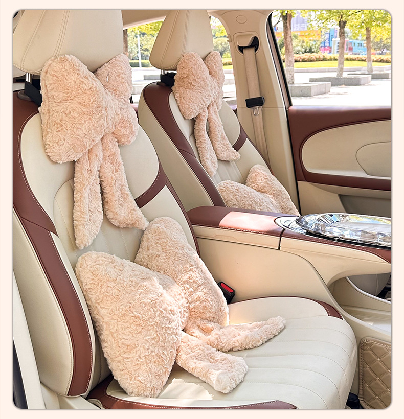 Blue Rain New Product Car Headrest and Lumbar Support Winter Plush Car Neck Pillow Simple Car Lumbar Cushion Pillow