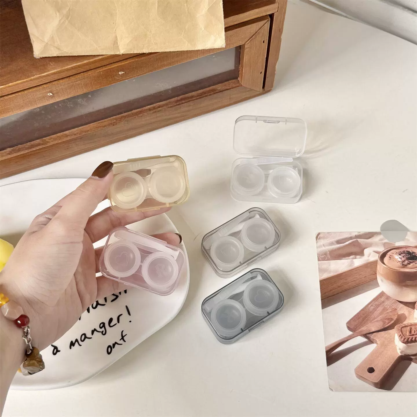 Холодный ветер, как рыба, простой прозрачный цвет, маленькая коробка контактных линз, коробка для пар, коробка для ухода за зрачком, коробка T056pp