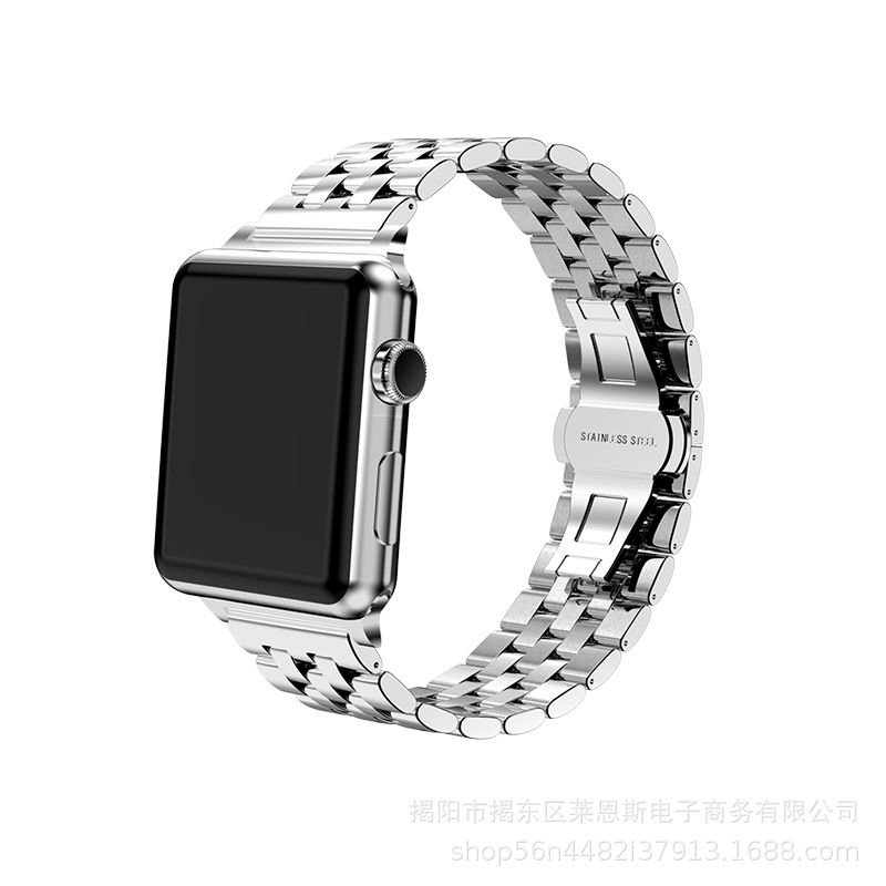 Aplicable a Apple Watch Samsung S1 Huawei nueva correa de reloj inteligente de acero inoxidable de metal de cinco cuentas