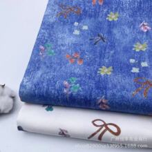 中式蝴蝶结牛仔蓝印花面料裤子裙子外套服装箱包鞋帽布料厂家批发
