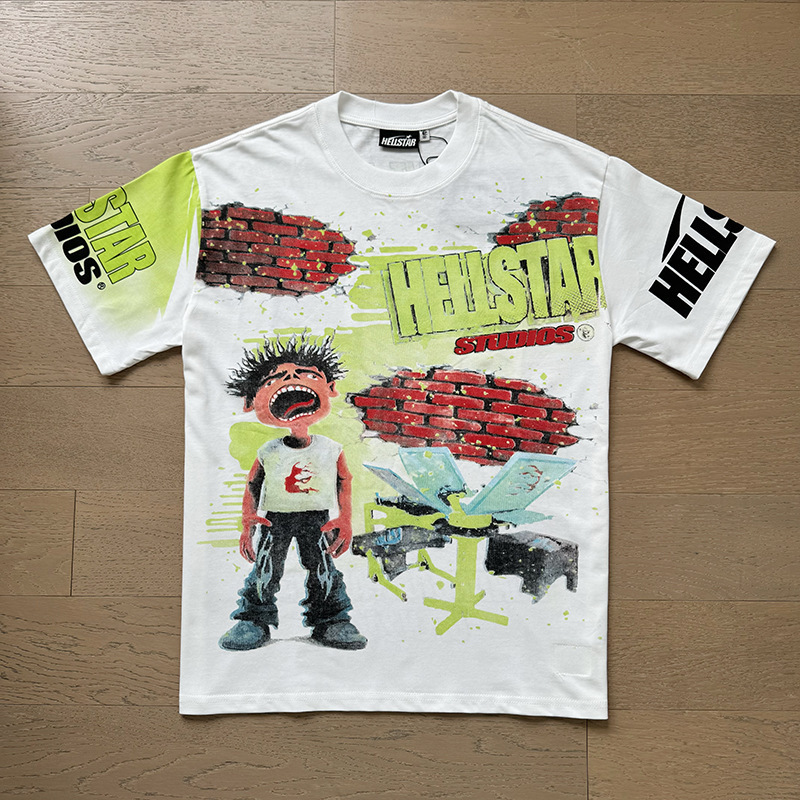 新型美潮Hの星シリーズプリント双紗純綿カジュアル男女夏カジュアルゆったり半袖tシャツ|undefined