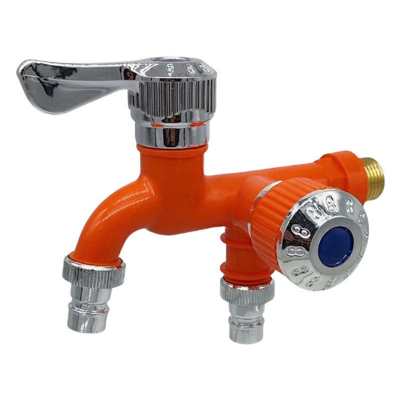 Venta al por mayor lavadora grifo uno en dos fuera fregona de plástico piscina balcón baño multi-funcional doble boca grifo