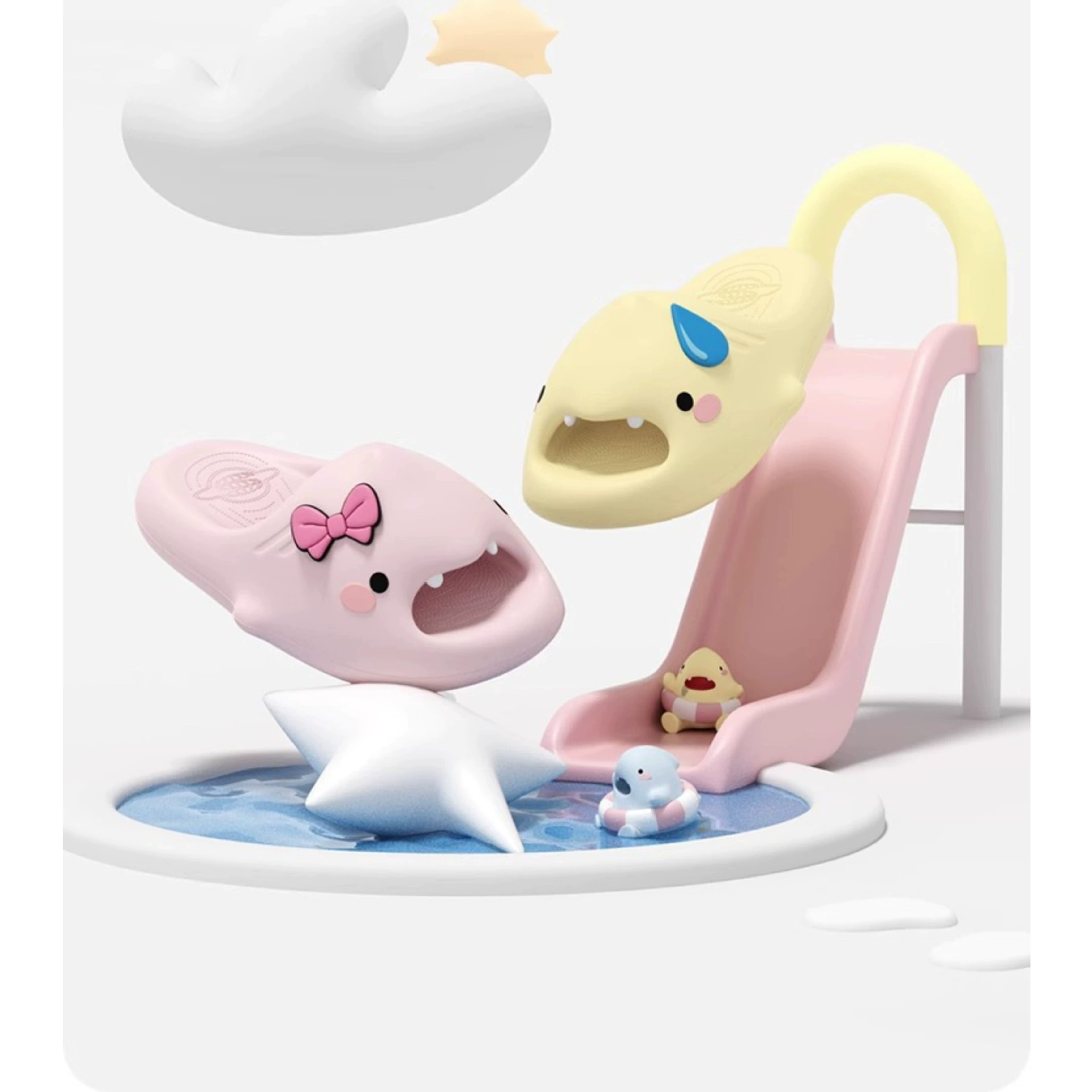 Супер милые тапочки с изображением маленькой акулы для женщин, летние домашние новые тапочки с изображением акулы для женщин, сандалии для пар