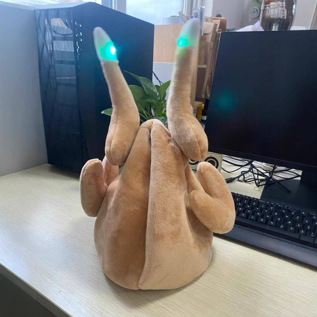 Venta al por mayor TikTok Net rojo mismo estilo movimiento Turquía pierna sombrero arena talla juguete eléctrico pollo pierna sombrero con música bailando