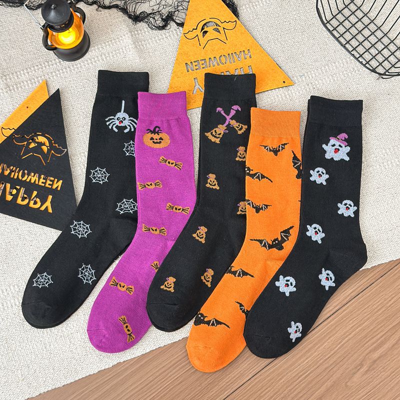 Women's mid-calf socks, original quirky ins Halloween socks, autumn and winter style, versatile for couples, men's long trendy socks