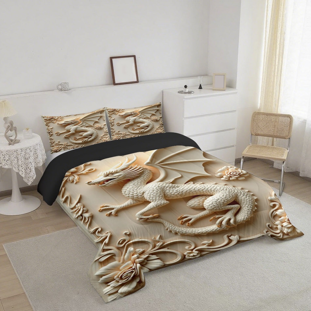 TEMU / JIT nuevo dragón totem impresión digital 180gms colcha colcha