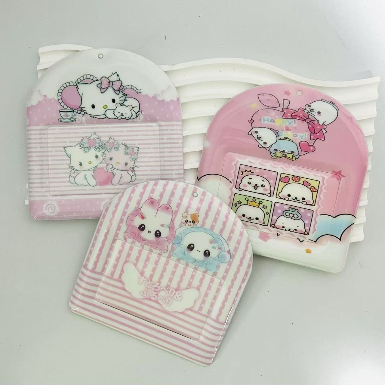 Wholesale supply of external network wind sweet rabbit 3 inch horizontal card holder photo card pendant key ring card holder