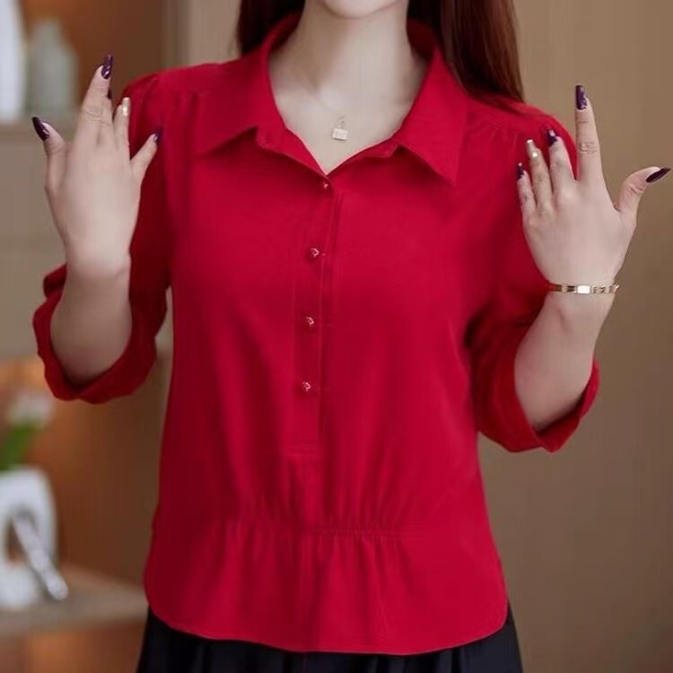 Summer Fashion New Style Mid-Sleeve Loose Temperament Age-Reducing Slimming Design Stylish Pullover Shirt Top for Women