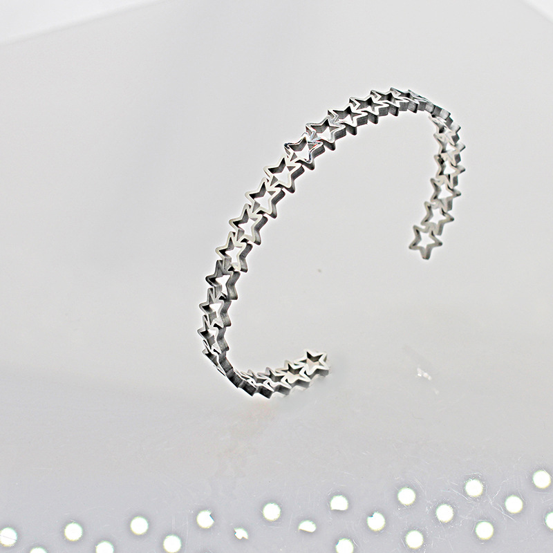 Retro Star Stainless Steel Plating Bangle 1 Piece