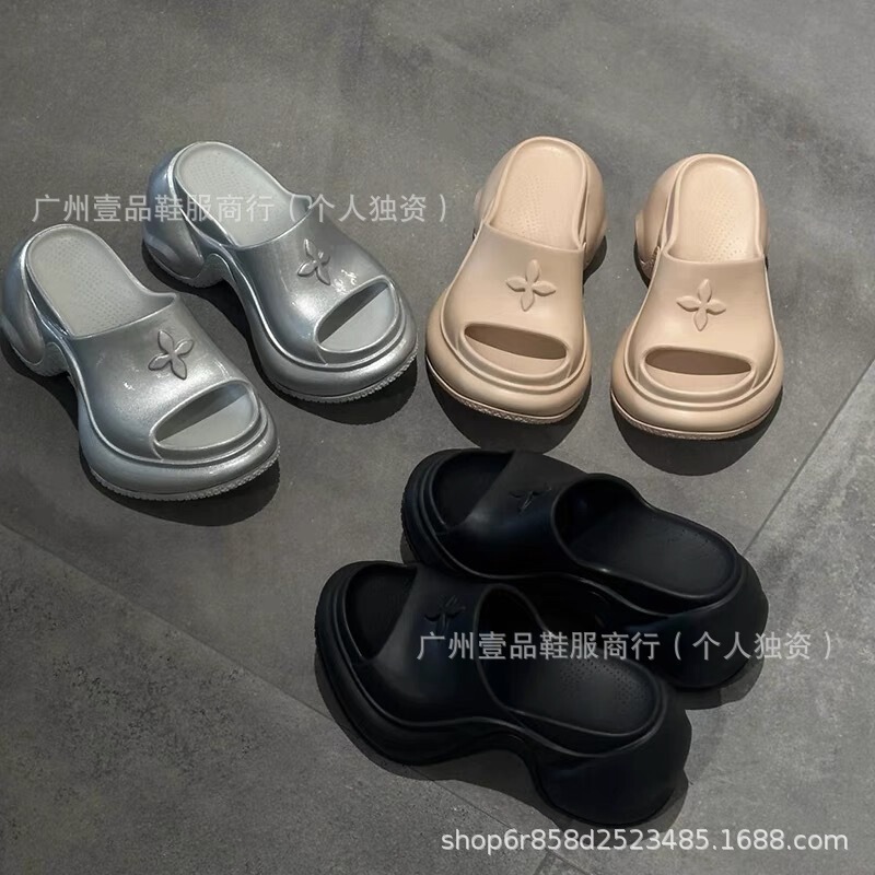 High-Quality Xsmfk Platform Thick-Soled Eva Rubber Slippers Cross Flower High-Heeled Outer Wear Dwarf One-Line Sandals High-Quality Xsmfk Platform Thick-Soled Eva Rubber Slippers Cross Flower High-Heeled Outer Wear Dwarf One-Line Sandals