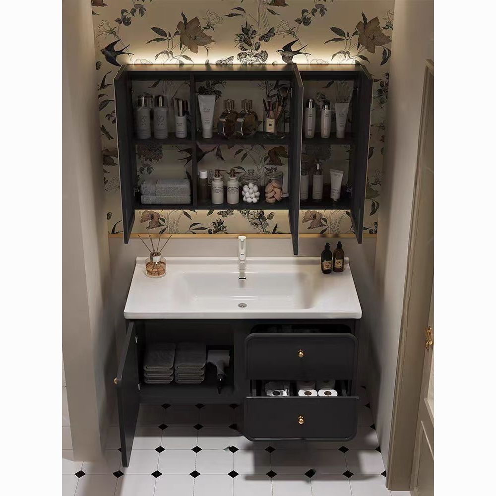 Gabinete de baño inteligente de roble americano y francés, lavabo moderno, lavabo, lavabo retro, lavabo, gabinete de baño