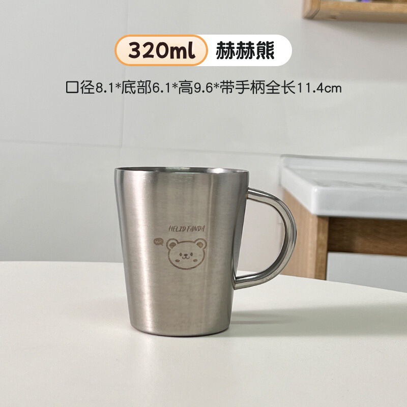 ハンドル付き 304 ステンレス鋼の洗浄カップ、歯ブラシカップ、家庭用二重層火傷防止および高温耐性ミルクカップ、子供用ウォーターカップ|undefined