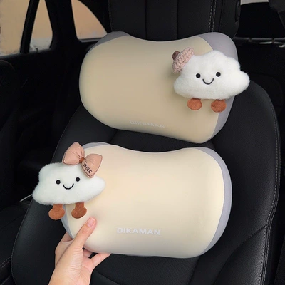 Headrest Memory Foam Car Seat - s-brown-knot-light-coffee-hat-cloud-a-pair-of-rice-neck-pillows