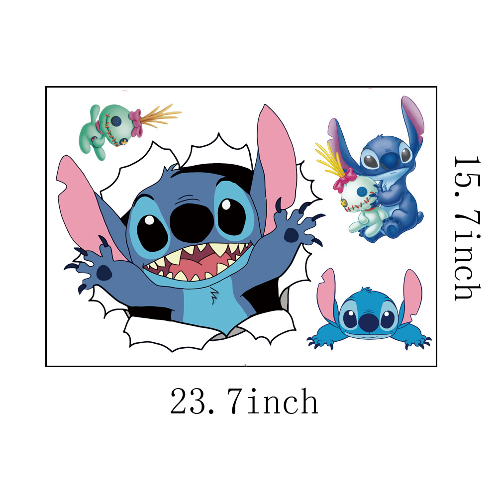 Cartoon transfronterizo Sticky pared pegatinas tridimensionales a través de la pared decoración de la pared de la habitación de niños pegatinas autoadhesivas diseño de fondo creativo