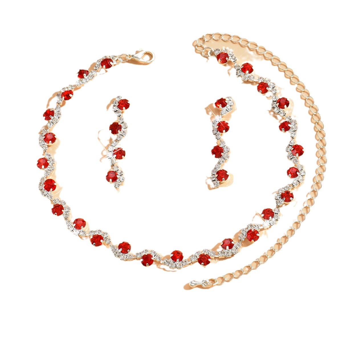 Pendientes, pulsera, collar, conjunto de joyería de 2 piezas, cadena de garra, novia, fresco, regalo de fiesta de cumpleaños, conjunto estilo fragancia pequeña