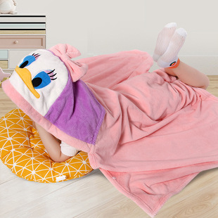 Children's Bath Towel Cloak Coral Fleece Cartoon Bath Hooded Bath Towel Large Baby Bath Towel Mother and Infant Cushion