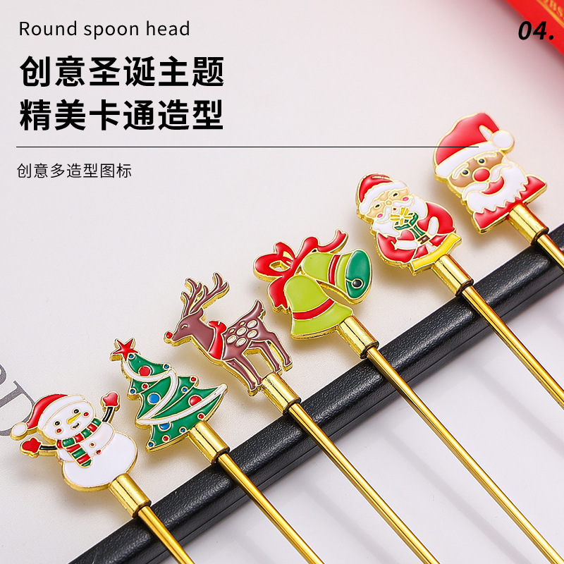 Stainless Steel Christmas Theme Creative Spoon and Fork Honey Stirring Spoon Rice Spoon Fruit Fork Cute Santa Claus Fork
