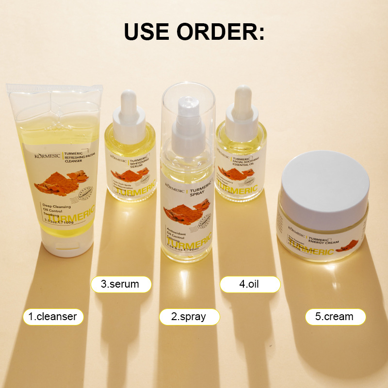 KORMESIC Cúrcuma Facial Skin Care Suit Fabricante de comercio exterior transfronterizo al por mayor en inglés image 5