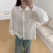 日系森女新款女翻领 棉衬衫宽松衬衣刺绣文艺风小清新森系女装