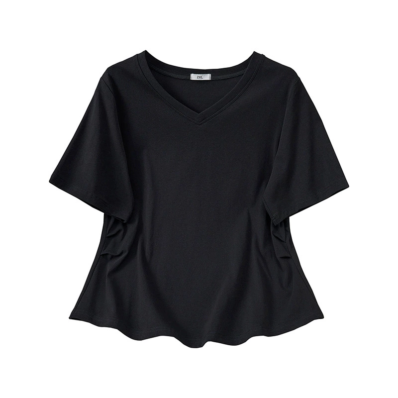 Летняя oversize футболка с коротким рукавом для отдыха, размера плюс, облегающий крой, V-образный вырез