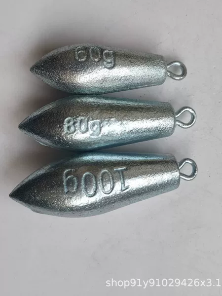 Hanging Ring Willow Leaf Iron Sinker with Ring Galvanized Iron Sinker Fishing Sinker String Hook Weighted Iron Sinker Fishing Gear Fishing Supplies