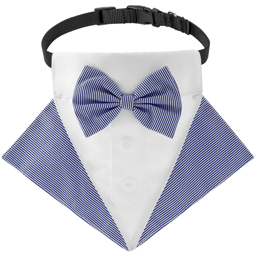 Ventas de fábrica transfronteriza nuevo estilo británico traje de boda collar de perro a rayas Toalla de saliva para mascotas Toalla de triángulo para perros