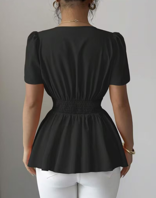 Chemisier luxueux en satin acétate pour femme, col en V, grande taille, ceinture à la taille, effet ventre plat, style estival haut de gamme, blouse décontractée_voghion.com