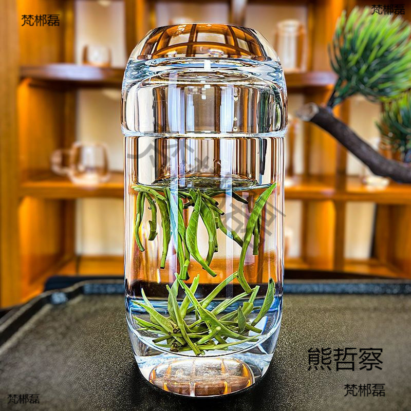 带水晶茶漏月牙天然原矿水晶杯盖杯一杯两用办公杯茶具高端茶杯子|undefined