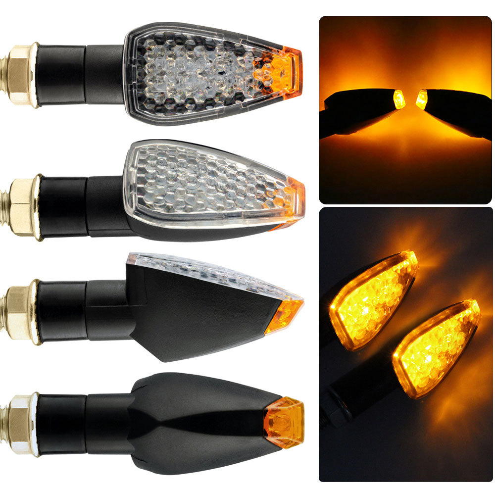 12V Motorcycle Turn Signal Light Small Yellow Hat 14Led Turn Signal Light Super Bright Moto Warning Light Moto Modified Car Light