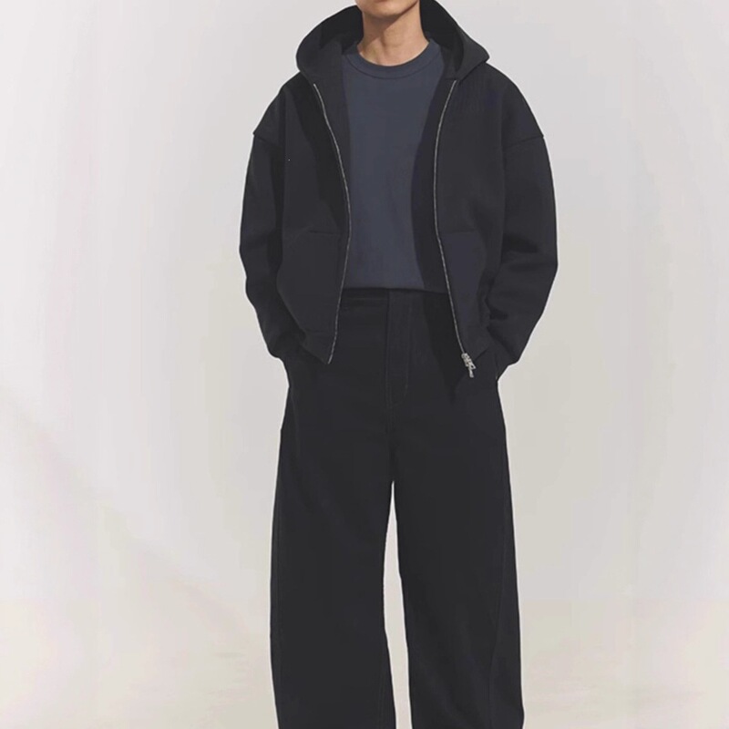 Nofaith Pure Color 700g Hooded Cleanfit Short Wide Sweatshirt Men's Spring Retro Double Zipper Casual Top Nofaith Pure Color 700g Hooded Cleanfit Short Wide Sweatshirt Men's Spring Retro Double Zipper Casual Top