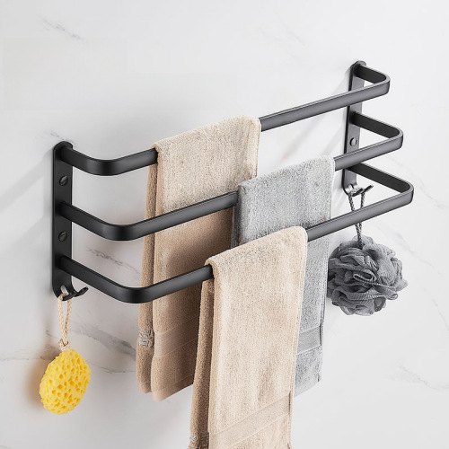 Bathroom Multi-layer Towel Rack Wall-mounted Shelf No-drilling Towel Bar Bathroom Single Double Three-Rod Bath Towel Rack