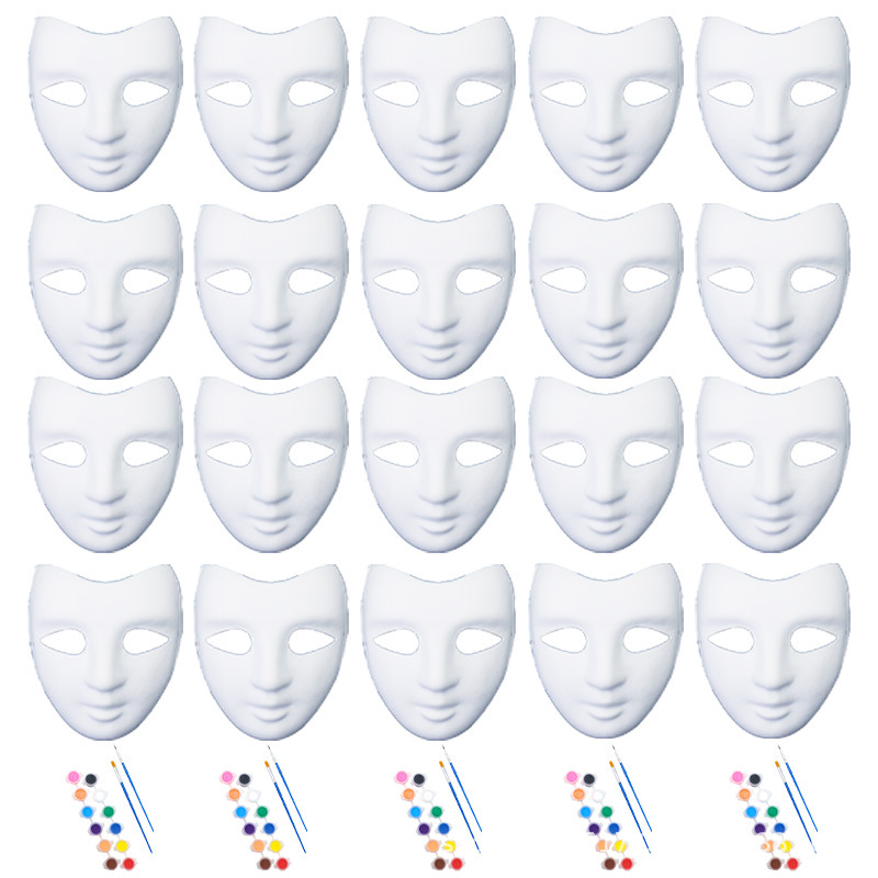 Amazon máscara de embrión blanco de venta en caliente máscara de pulpa DIY día de los niños dibujo padre-hijo props hechos a mano